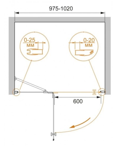 Душевая дверь 100 см Cezares CRYSTAL-S-B-12-100-C-Cr-L прозрачное