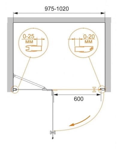 Душевая дверь 100 см Cezares CRYSTAL-S-B-12-100-C-Cr-R прозрачное