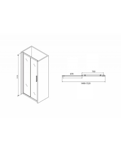 Душевая дверь Abber Schwarzer Diamant 150 AG30150BH профиль Черный стекло прозрачное