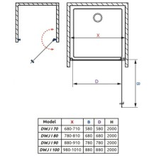 Душевая дверь Radaway Nes Black DWJ I 90 R прозрачное