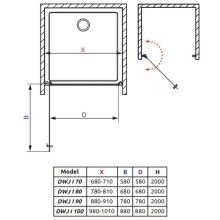 Душевая дверь Radaway Nes Black DWJ I 100 L прозрачное
