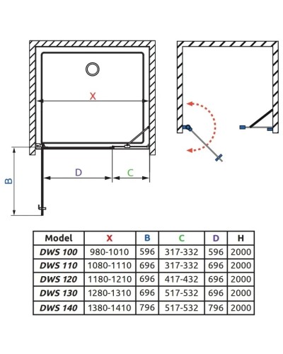 Душевая дверь Radaway Nes Black DWS 140 L прозрачное