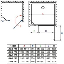 Душевая дверь Radaway Nes Black DWS 140 R прозрачное