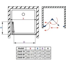 Душевая дверь Radaway Nes Black DWB 70 L прозрачное