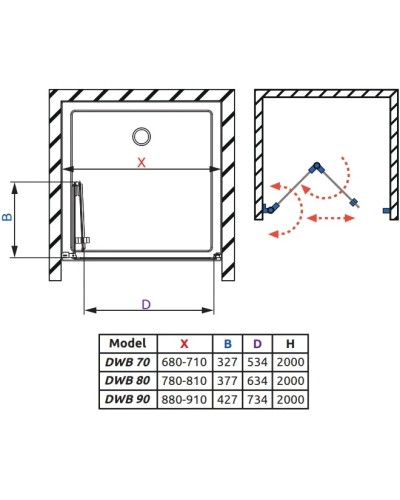 Душевая дверь Radaway Nes Black DWB 80 L прозрачное