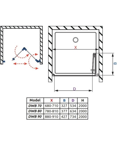 Душевая дверь Radaway Nes Black DWB 80 R прозрачное