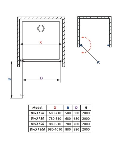 Душевая дверь Radaway Nes DWJ I 100 L прозрачное