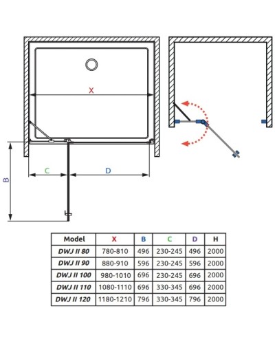 Душевая дверь Radaway Nes DWJ II 90 L прозрачное