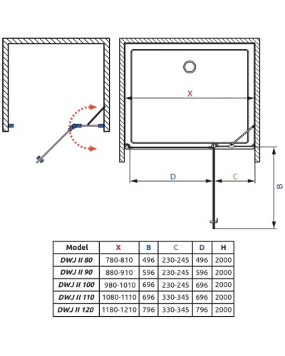 Душевая дверь Radaway Nes DWJ II 120 R прозрачное