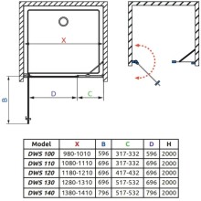 Душевая дверь Radaway Nes DWS 100 L прозрачное