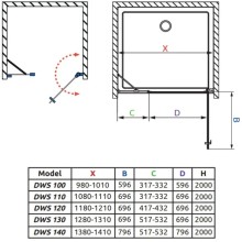 Душевая дверь Radaway Nes DWS 120 R прозрачное