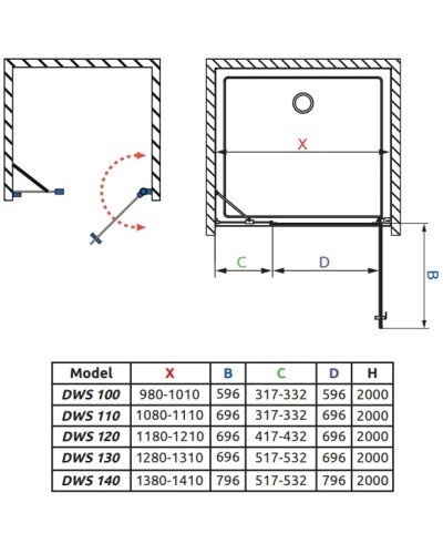 Душевая дверь Radaway Nes DWS 120 R прозрачное