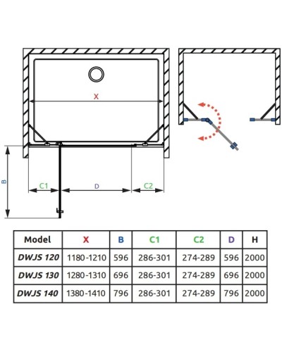 Душевая дверь Radaway Nes DWJS 130 L прозрачное