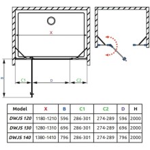 Душевая дверь Radaway Nes DWJS 140 L прозрачное