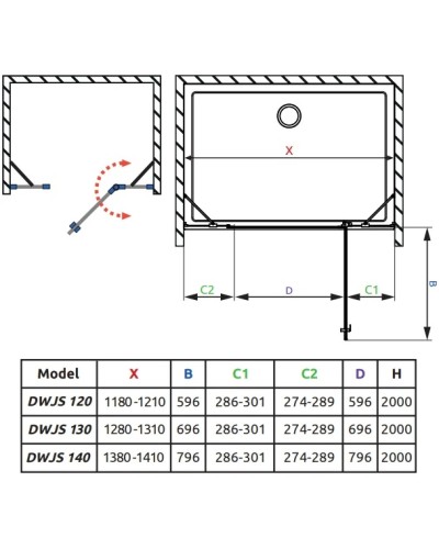 Душевая дверь Radaway Nes DWJS 140 R прозрачное