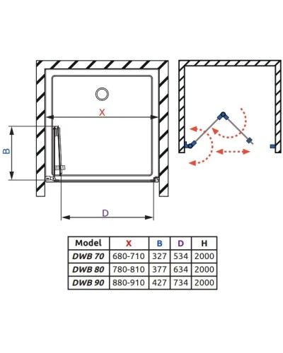 Душевая дверь Radaway Nes DWB 70 L прозрачное