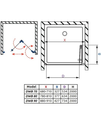 Душевая дверь Radaway Nes DWB 80 R прозрачное