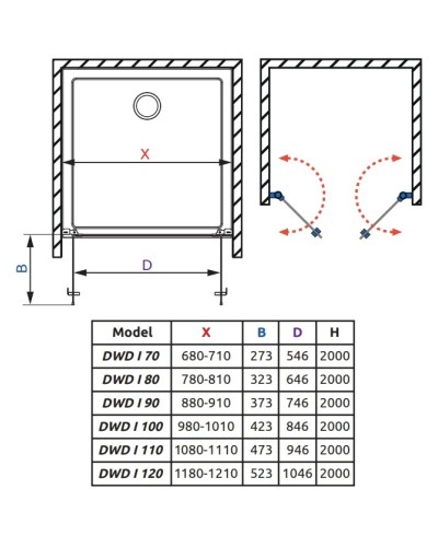 Душевая дверь Radaway Nes DWD I 70 прозрачное