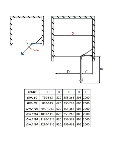 Душевая дверь Radaway Essenza New Black DWJ 130 R прозрачное