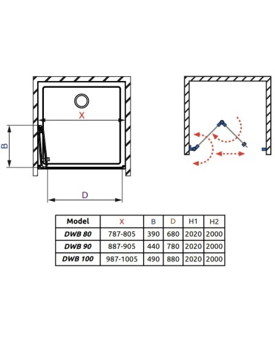 Душевая дверь Radaway Fuenta New DWB 80 L прозрачное