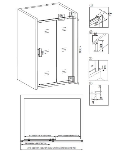 Душевая дверь Veconi Vianno VN-63 140 VN63-140-01-19C3 профиль Хром стекло прозрачное