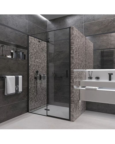 Душевая дверь Veconi Vianno VN-73B 80 VN73B-80-01-C4 профиль Черный матовый стекло прозрачное