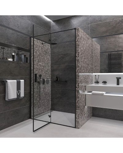 Душевая дверь Veconi Vianno VN-73B 100 VN73B-100-01-C4 профиль Черный матовый стекло прозрачное
