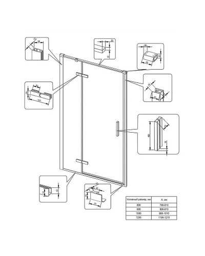 Душевая дверь Veconi Vianno VN-73B 100 VN73B-100-01-C4 профиль Черный матовый стекло прозрачное