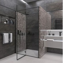 Душевая дверь Veconi Vianno VN-73B 120 VN73B-120-01-C4 профиль Черный матовый стекло прозрачное