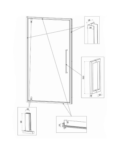 Душевая дверь Veconi Vianno VN-33B 70 VN33B-70-01-C7 профиль Черный матовый стекло прозрачное