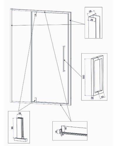 Душевая дверь Veconi Vianno VN-34 110 VN34-110-01-C7 профиль Хром стекло прозрачное