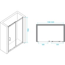 Душевая дверь RGW Passage PA-14 B 120 41081412-14 профиль Черный стекло прозрачное