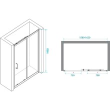 Душевая дверь RGW Passage PA-14 B 160 41081416-14 профиль Черный стекло прозрачное