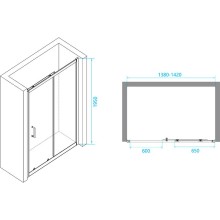 Душевая дверь RGW Passage PA-14 B 140 41081414-14 профиль Черный стекло прозрачное