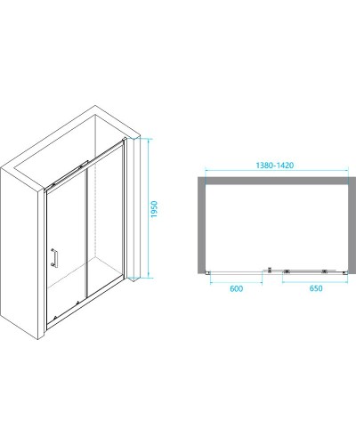 Душевая дверь RGW Passage PA-14 B 140 41081414-14 профиль Черный стекло прозрачное