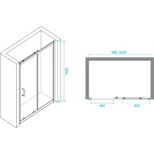 Душевая дверь RGW Passage PA-14 B 100 41081410-14 профиль Черный стекло прозрачное
