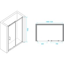 Душевая дверь RGW Passage PA-14 G 150 41081415-16 профиль Золото стекло прозрачное