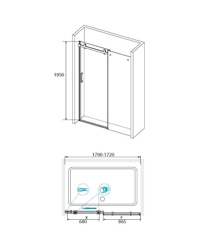 Душевая дверь RGW Tornado TO-14B 170 02071417-14 профиль Черный стекло прозрачное