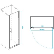 Душевая дверь RGW Passage PA-06 B 80 41080608-14 профиль Черный стекло прозрачное