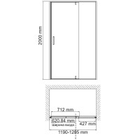 Душевая дверь WasserKRAFT Aisch 120 55P05 профиль Матовое золото стекло прозрачное