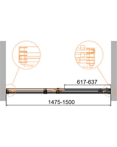 Душевая дверь Cezares Duet Soft-М 150 DUET SOFT-M-BF-1-150-C-Cr профиль Хром стекло прозрачное