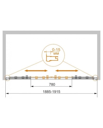 Душевая дверь 190 см Cezares PRATICO-BF-2-190-P-Cr текстурное стекло