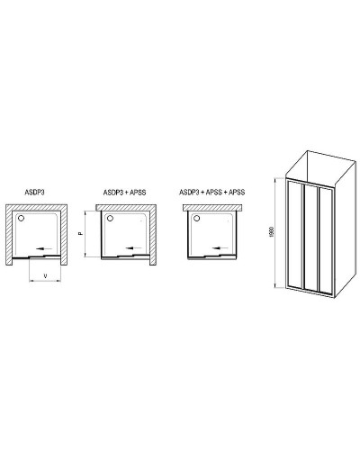 Душевая дверь Ravak Supernova ASDP3-110 00VD03R211 профиль Черный матовый витраж пластик Pearl