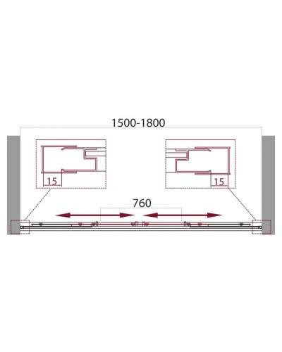 Душевая дверь 150-180 см BelBagno UNIQUE-BF-2-150/180-C-Cr прозрачное