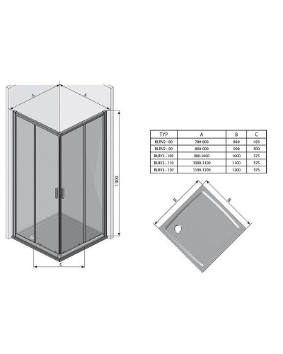 Душевая дверь Ravak Blix BLRV2K-120 1XVG0U00ZG профиль Сатин стекло Grape