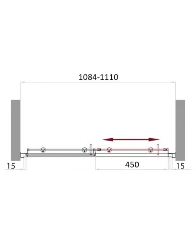 Душевая дверь 110 см BelBagno UNO-BF-1-110-P-Cr текстурное стекло