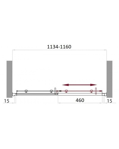 Душевая дверь 115 см BelBagno UNO-BF-1-115-P-Cr текстурное стекло