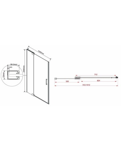 Душевая дверь Vincea Extra 100 VDP-1E9010CGB профиль Черный стекло тонированное