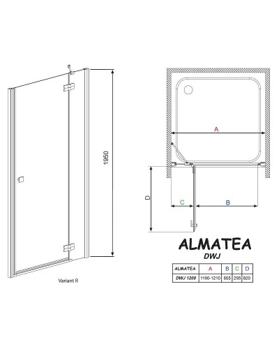 Душевая дверь Radaway Almatea DWJ 120 R 31502-01-01N профиль Хром стекло прозрачное