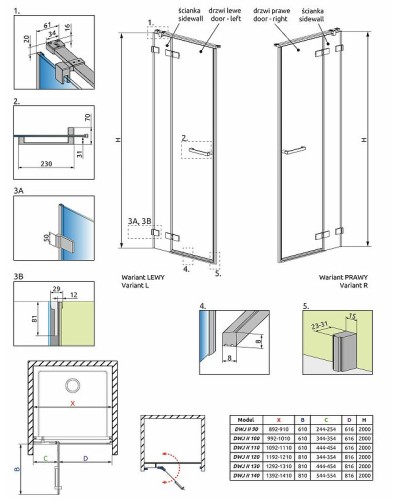 Душевая дверь Radaway Arta DWJ II 620 386441-03-01R профиль Хром стекло прозрачное